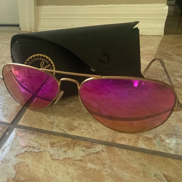 Ray-Ban RB3025 AVIATOR LARGE METAL pink flashy, used good condition - Picture 3 of 4